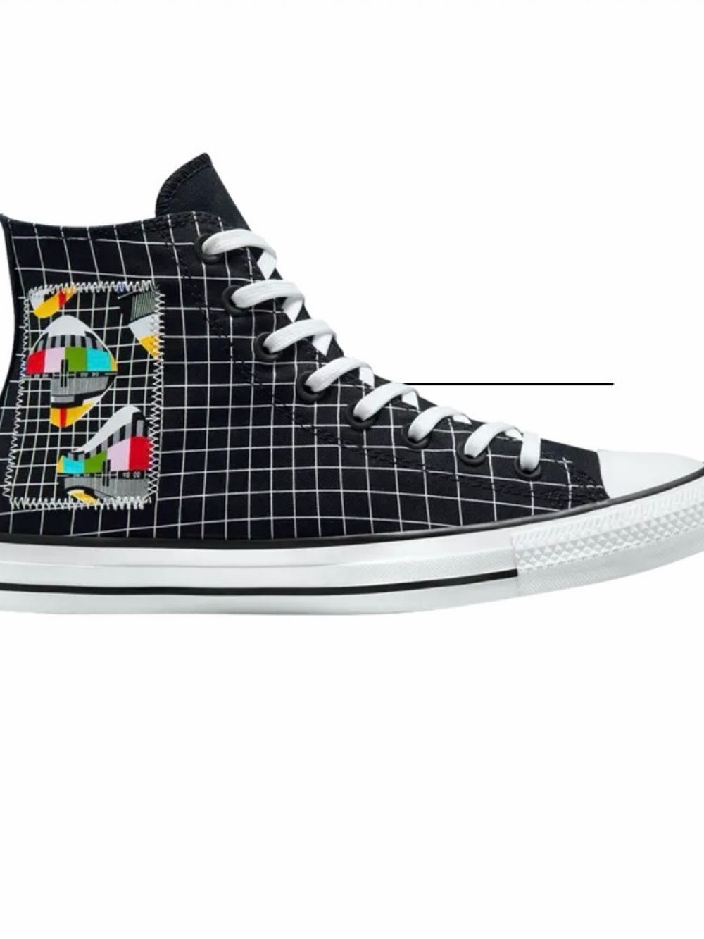 Converse High Top Sneakers - Black & White Grid - Picture 3 of 8